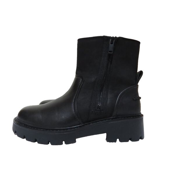 NWT Ugg Polk Lug Sole Moto Boots Black Leather Size 8 - Picture 7 of 13